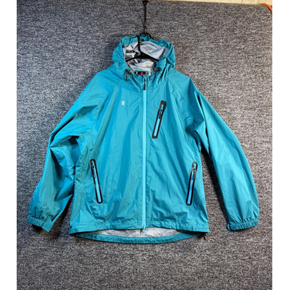 Little Donkey Andy Mens XL Turquoise Blue Hooded Windbreaker Jacket Full Zip